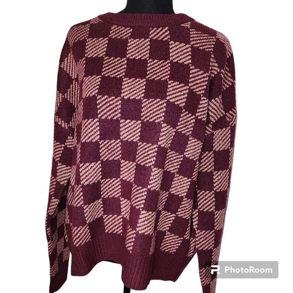#062. NWOT Checkered Red Pullover Sweater-Love Ellie - Picture 3 of 4